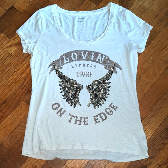 Express Tops - Express Sequin Lovin' On The Edge Tee